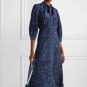 CEFINN Camo Leopard-print silk crepe de chine midi